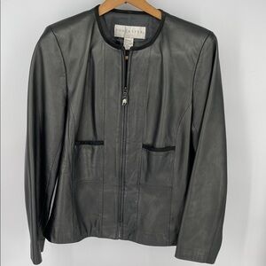 Y2K Doncaster Women's Metallic Gray Leather Jacket Size 10